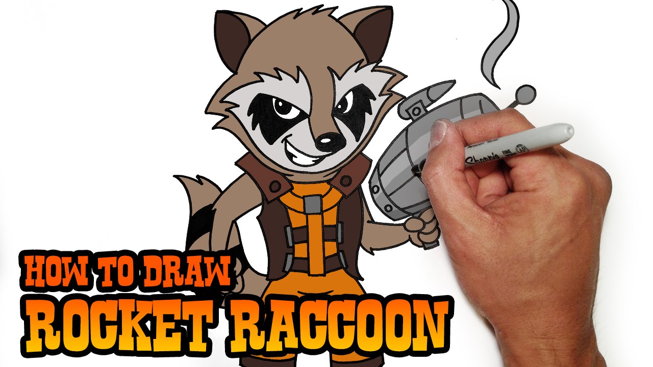 1280x720 How To Draw Rocket Raccoon Step By Step Video Lesson