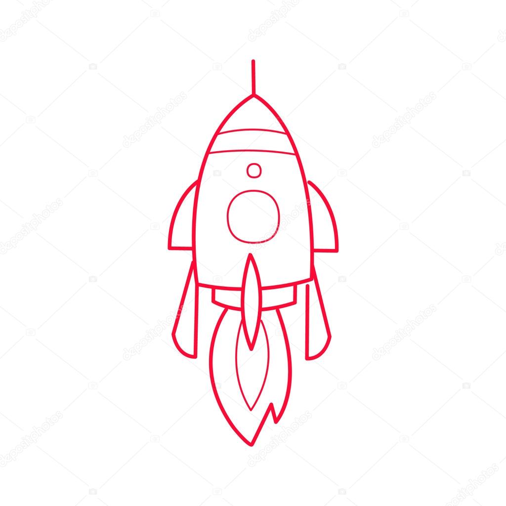 1024x1024 Rocket Ship Simple Contour Drawing Stock Vector Topvectors