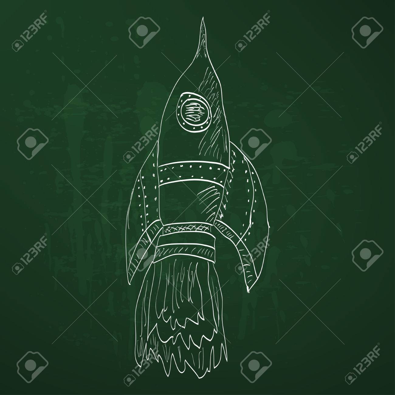 1300x1300 Soaring Rocket Ship Cartoon Icon. Sketch Royalty Free Cliparts