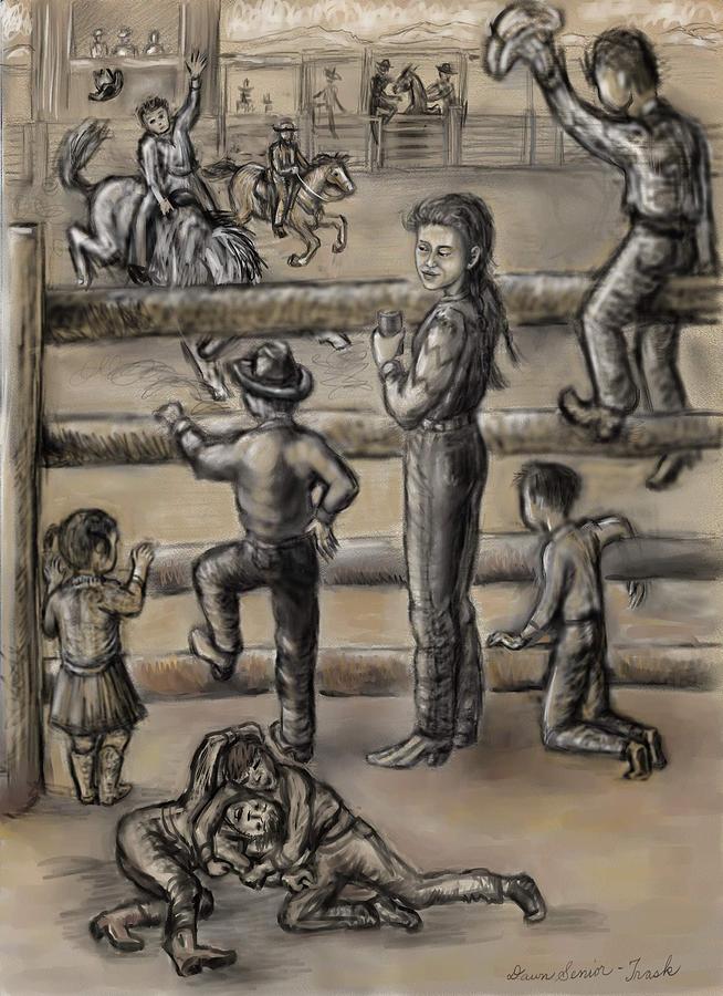 654x900 Ranch Kids At The Rodeo Drawing By Dawn Senior Trask