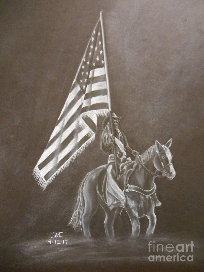 675x900 Rodeo Flag Girl Drawing By Josetta Castner