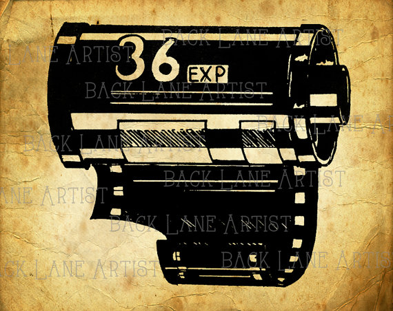 570x452 Vintage 35mm Camera Film Roll Clipart Lineart Illustration Instant