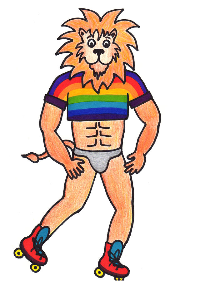 656x900 Lion Rollerskates Drawing By Lady Beaver