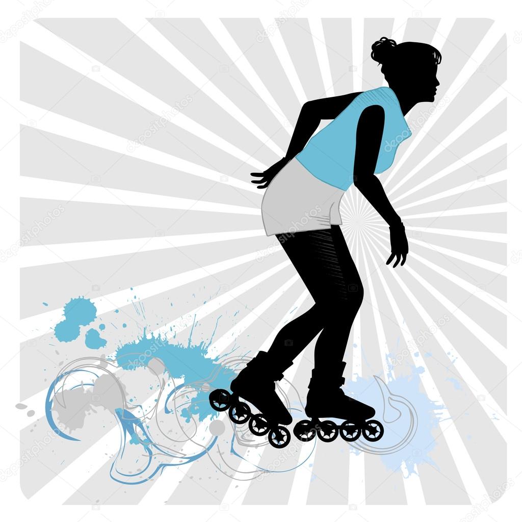 1024x1024 Vector Drawing A Girl On Roller Skates Stock Vector Lakalla