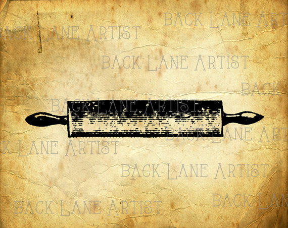 570x452 Vintage Wooden Rolling Pin Clipart Lineart Illustration Instant