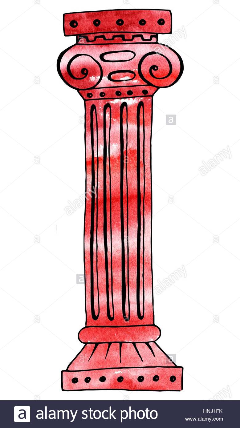 779x1390 Ancient Roman Column. Hand Drawing And Computer Processing.