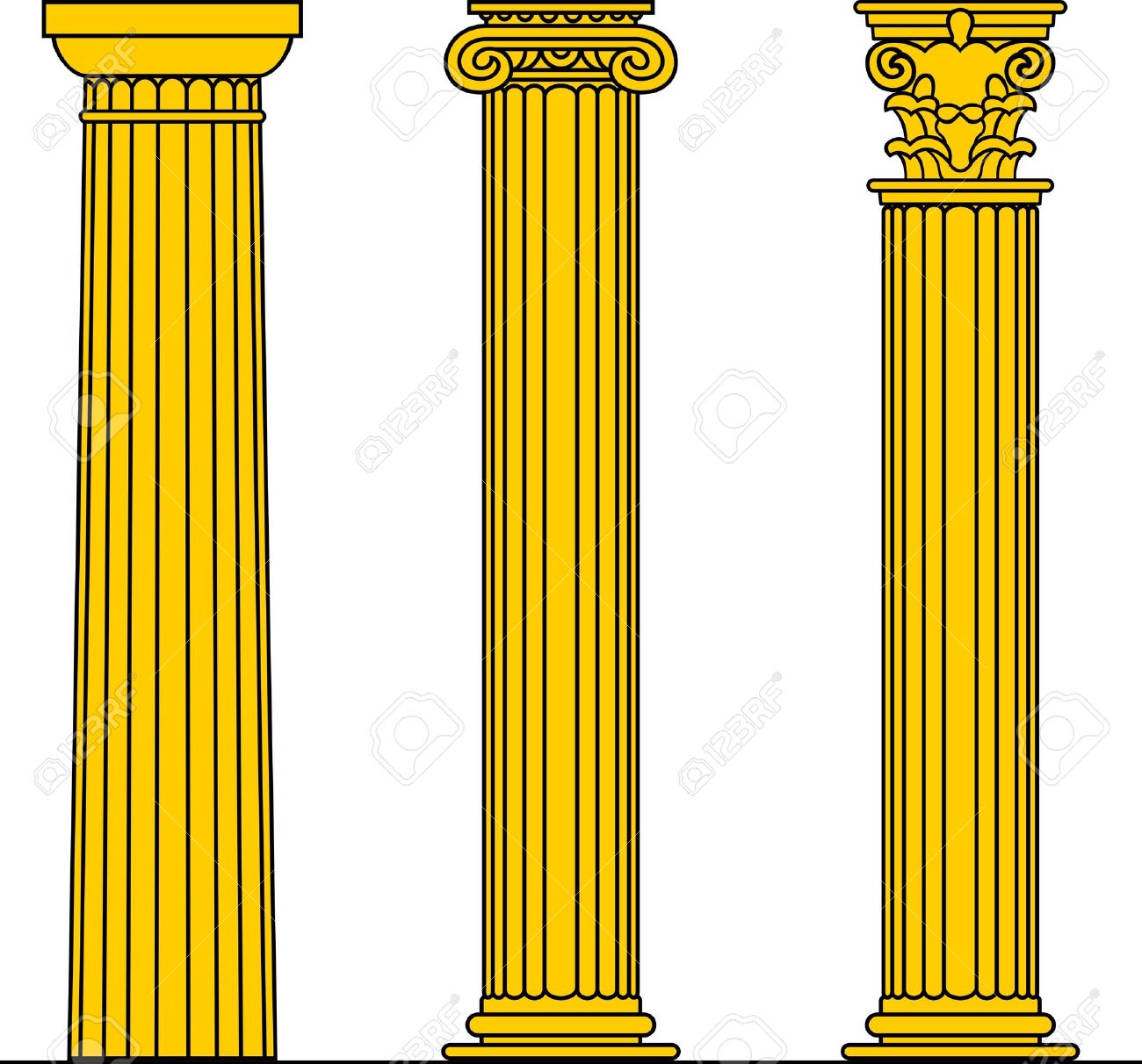 1300x1212 Three Yellow Columns On White Royalty Free Cliparts, Vectors,