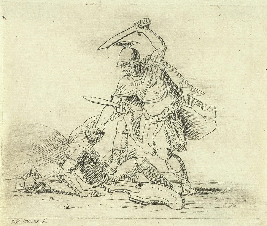 900x761 Two Roman Soldiers Fighting Each Other, Antonis Aloisius Drawing