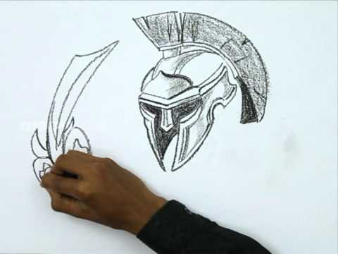 480x360 How To Draw A Gladiator Helmet And Sword