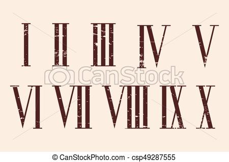 450x320 Roman Numerals Set. Roman Numerals Set With The Effect