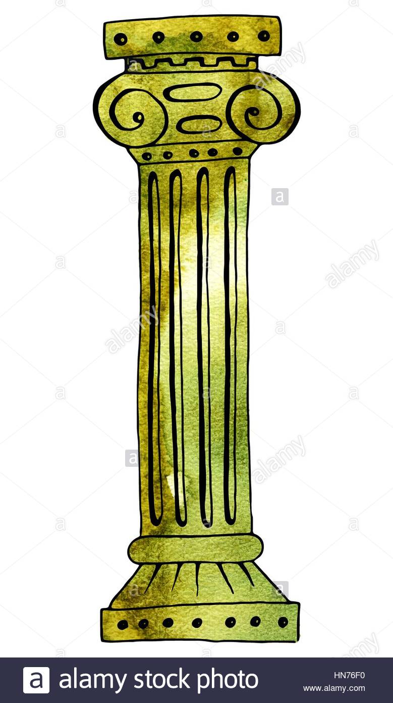 779x1390 Ancient Roman Column. Hand Drawing And Computer Processing.