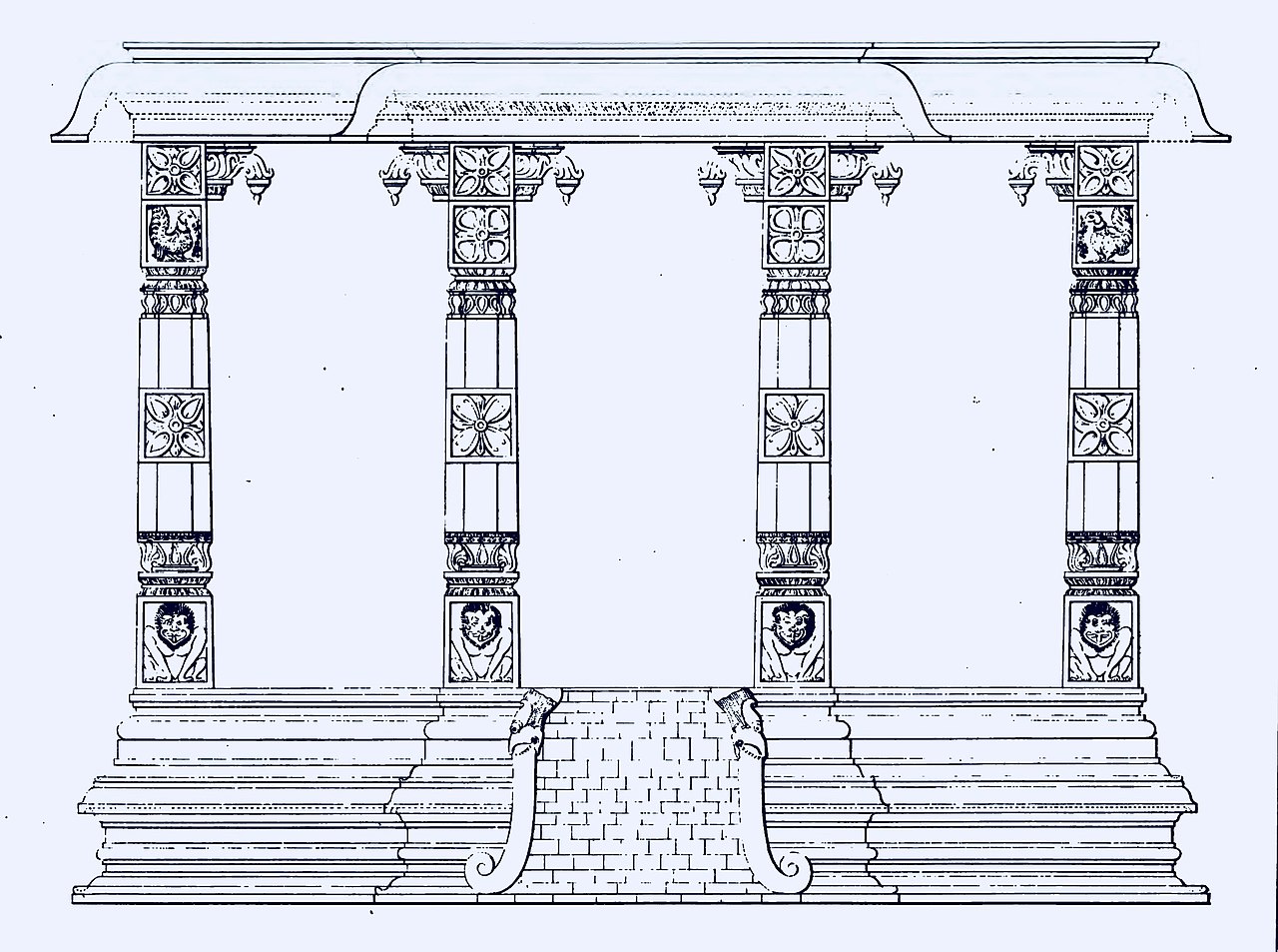 1280x953 File1834 Sketch Of Elements In Hindu Temple Architecture, Mandapa