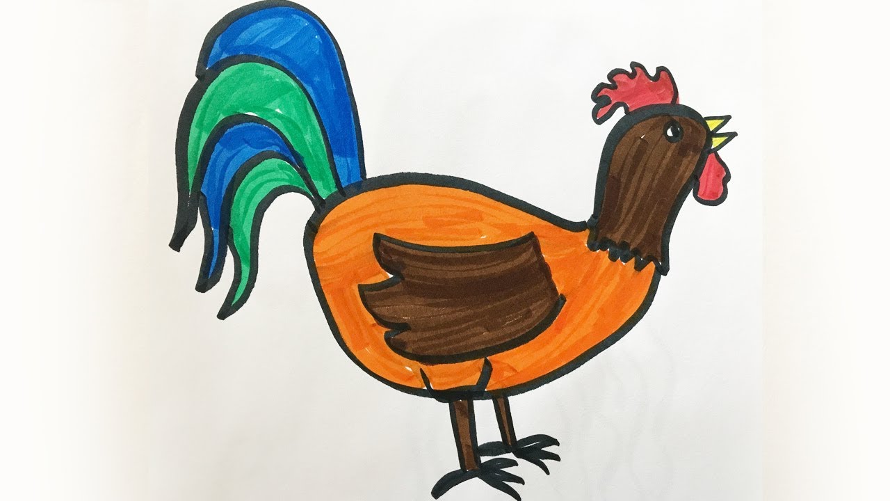 1280x720 How To Draw And Color A Rooster For Kids!