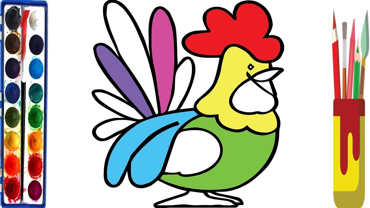 1280x720 Learn Colors And How To Draw Rooster Coloring Pages For Children