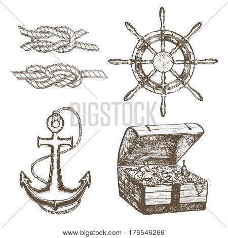 450x470 Sailor Equipment Set Hand Draw Vector Amp Photo Bigstock