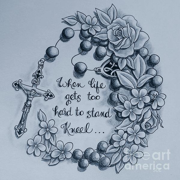 600x600 Tattoo, Rosary, Religious, Flower, Greyscale, Art, Paint, Painting