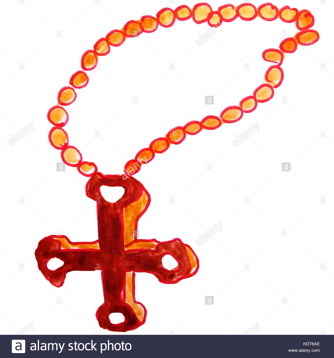 1300x1390 Drawing Cartoon Kids Watercolor Rosary On A White Background Stock