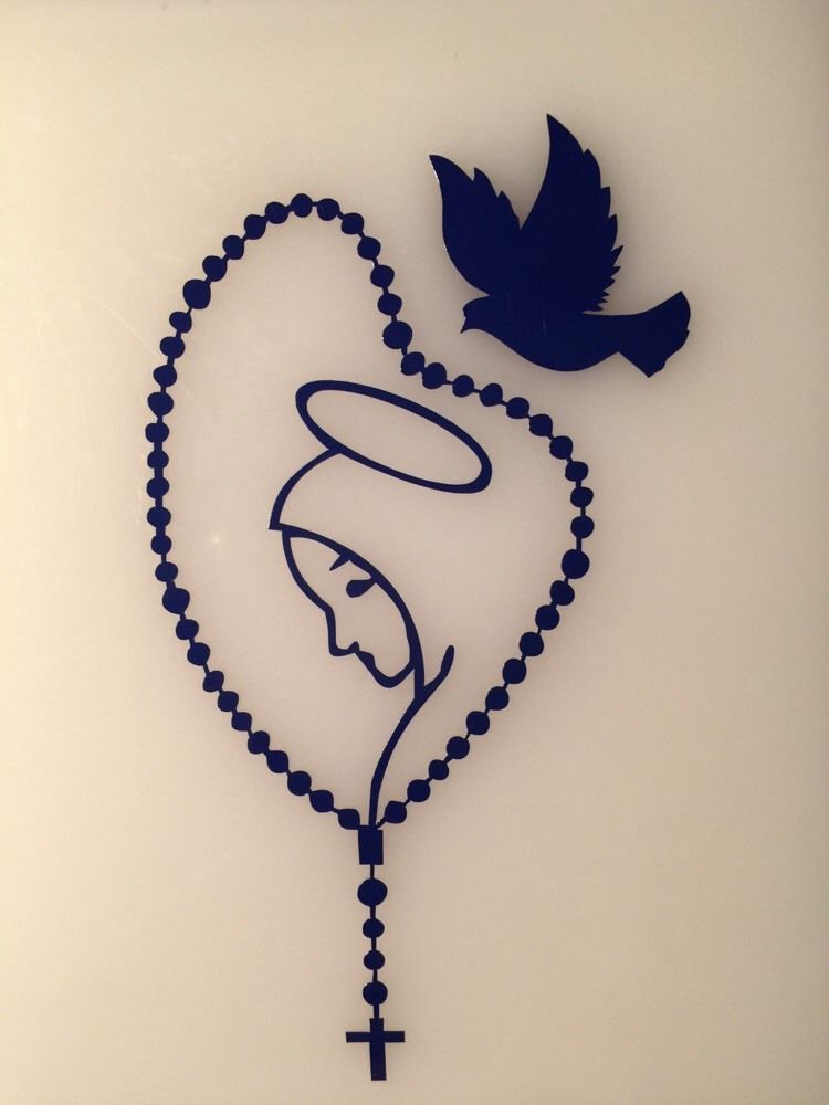 750x1000 Virgin Marie Rosary Cross Decal, Car Sticker Navy Blue Car