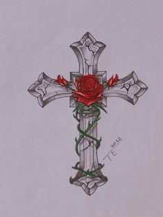 236x314 Cross With Roses Tattoo Tatooslt3 Tattoo, Tatting