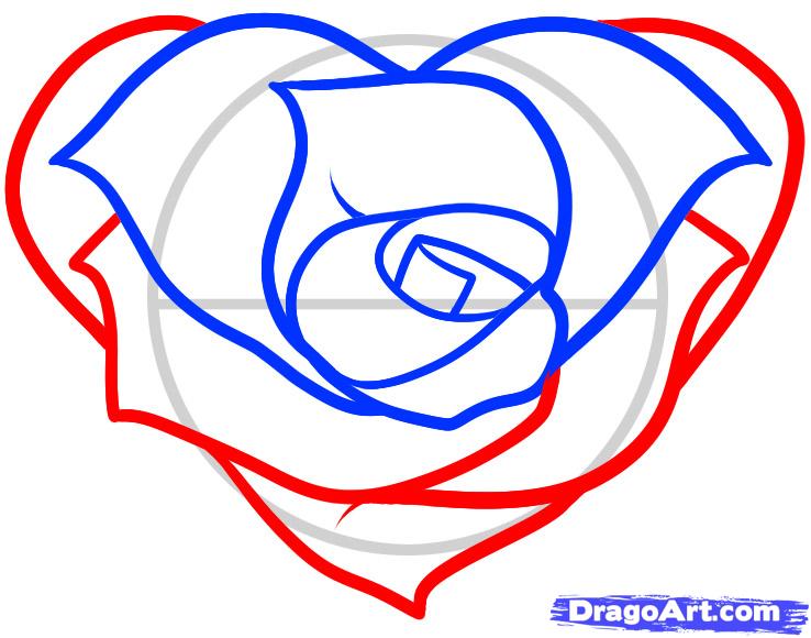 738x580 How To Draw A Heart Rose, Rose Heart, Step By Step, Flowers, Pop