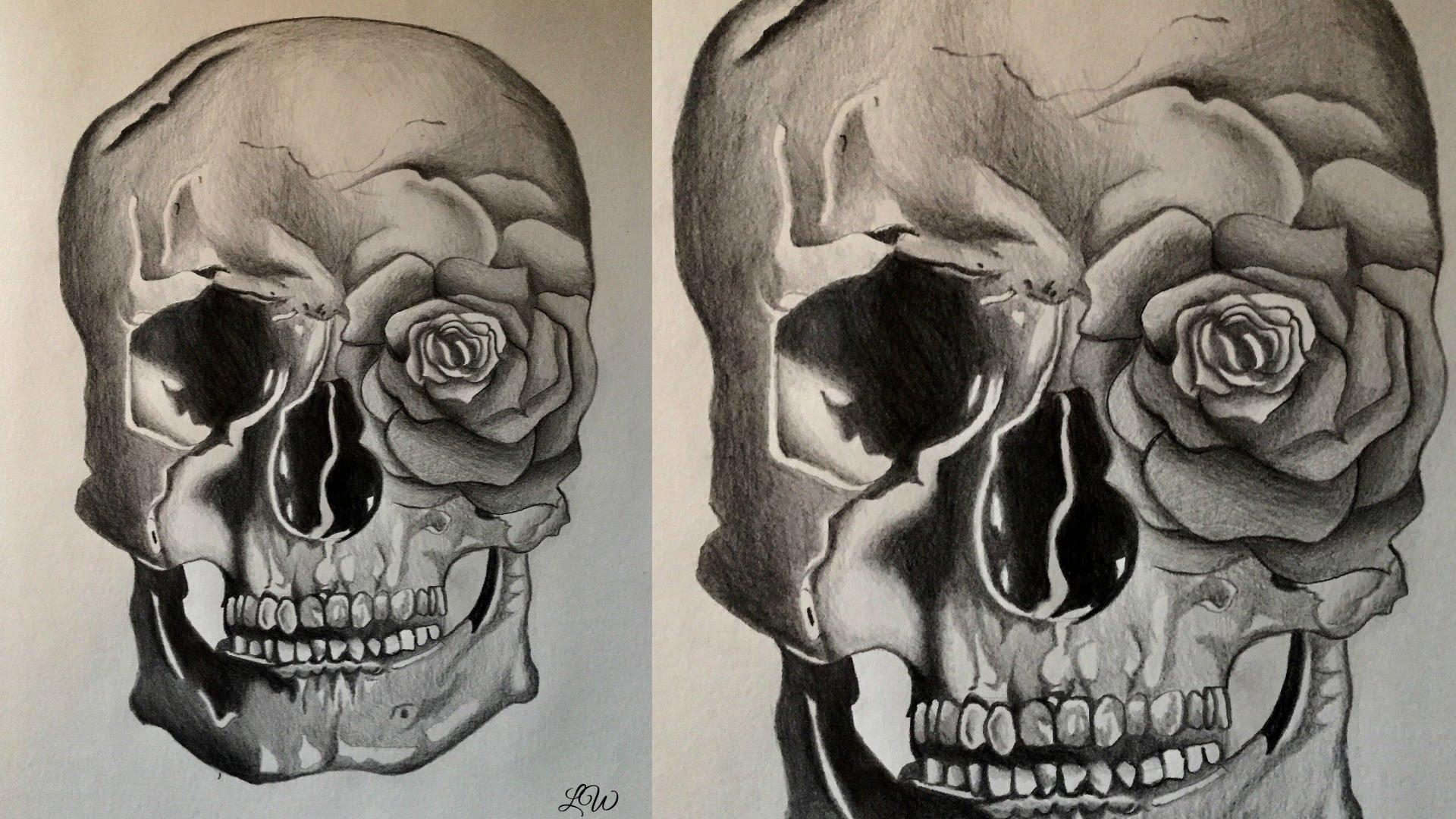 1920x1080 How To Draw A Rose Amp Skull