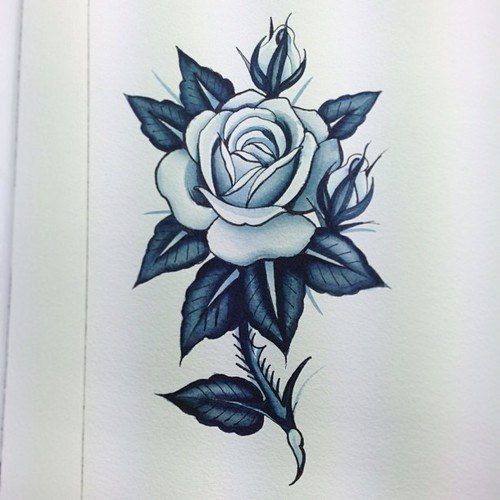 500x500 Rose With Thorns Tattoo Drawing Thorn Stem Rose Tattoo Design Best