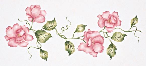 581x265 Floral And Border Stencils Roses, Lattice, Lace Stencil