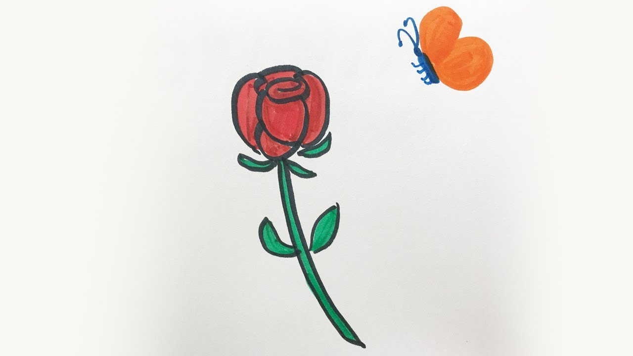 1280x720 Roses With Leaf Drawing Colors L How To Draw And Color A Rose