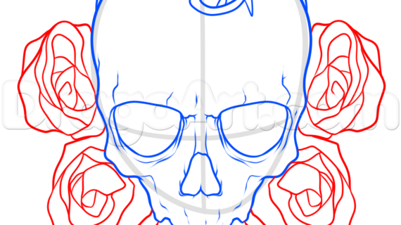 570x320 Skull With Roses Drawing Best Ideas About Skull And Rose