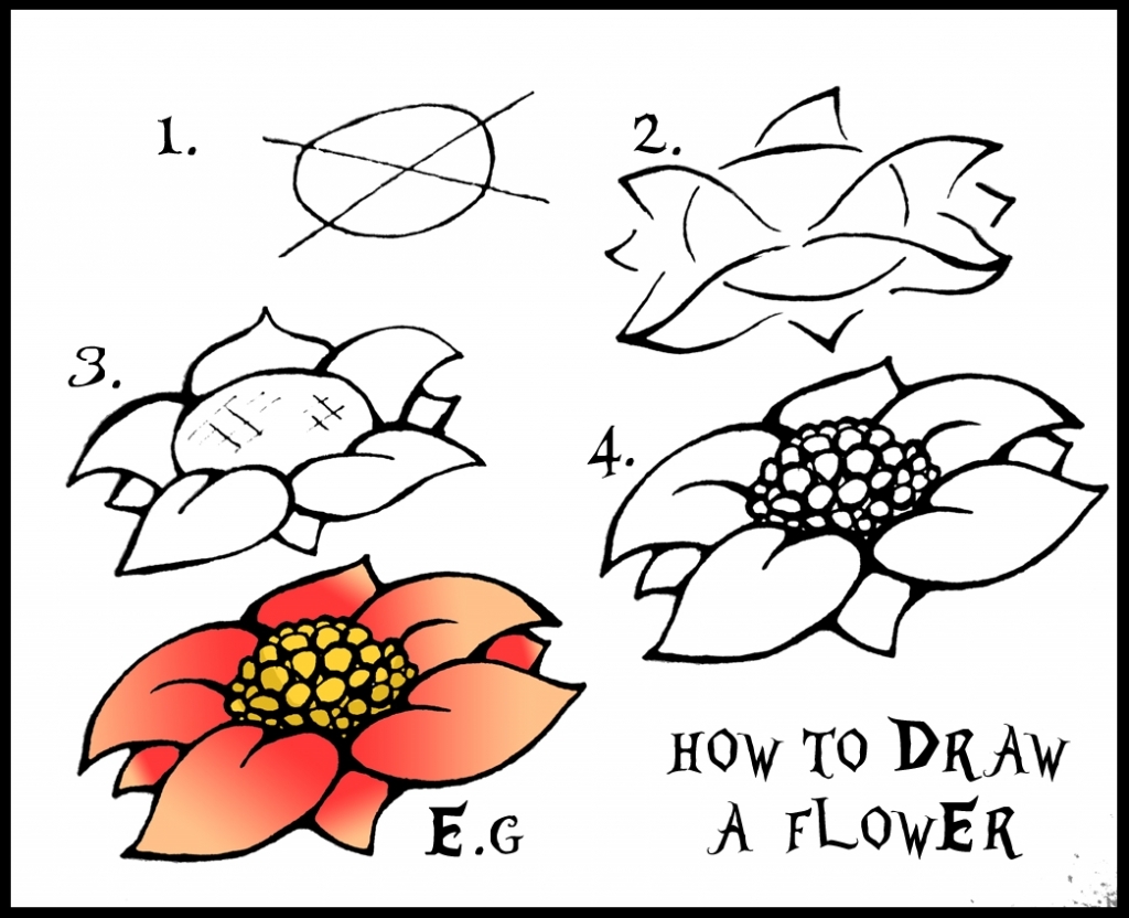 1024x832 Step By Step Rose Drawing How To Draw Flowers Step Step