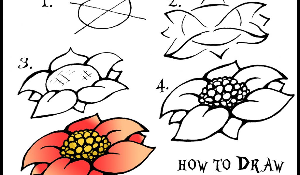 1024x600 Easy Flower Drawings Step By Step Rose Flower Drawing Step Step
