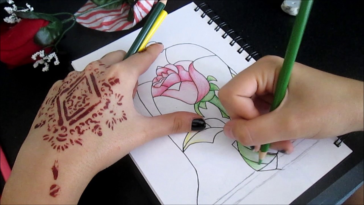 1280x720 Drawing The Beauty And The Beast Stained Glass Rose