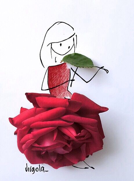 462x624 110 Best Art Drawings Of Woman In Dresses Made With Flowers Images
