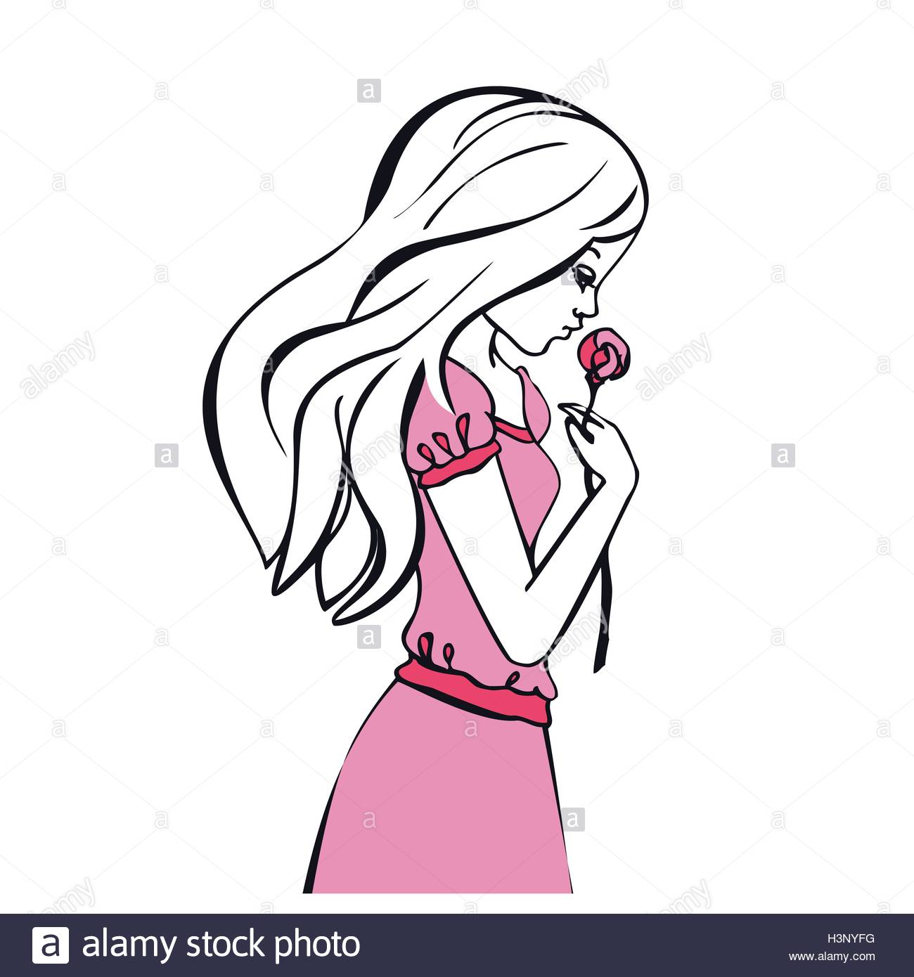 1300x1390 Beautiful Romantic Girl Holds A Rose, Cute Girl Tenderly Holds