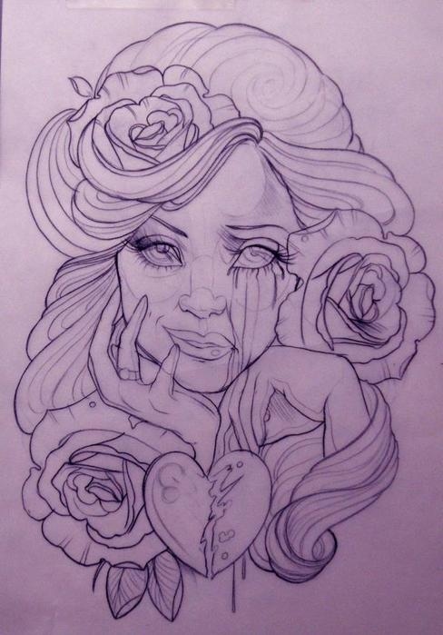 488x699 Beautiful, Cry, Drawing, Emily Rose Murray, Flowers, Girl