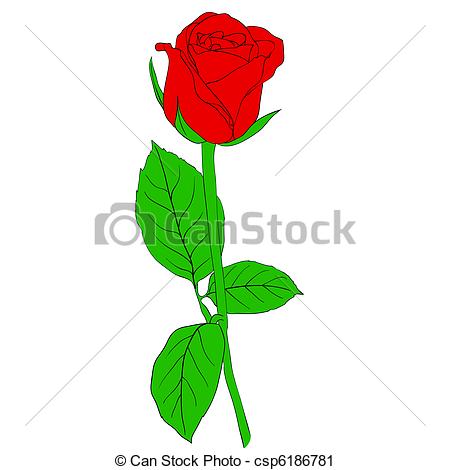 450x470 One Red Rose In Hand Drawn Style Vector Clip Art