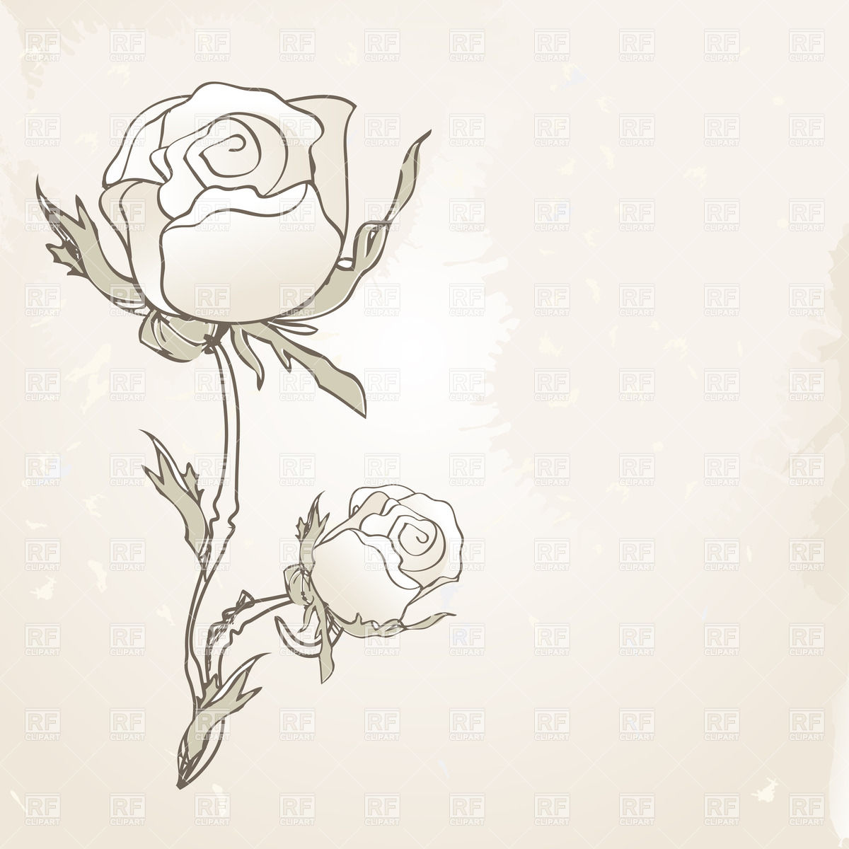 1200x1200 Retro Card With Hand Drawn Rose On Shabby Background Royalty Free