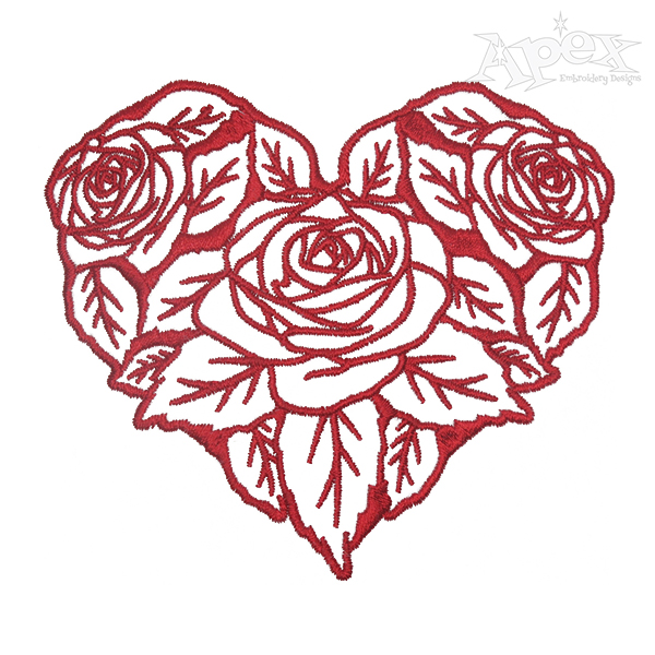 600x600 Roses Heart Embroidery Design