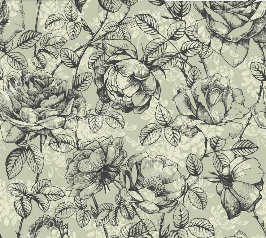 859x767 Rose Wallpaper,hand Drawn Roses,retro Pattern Wall Painting