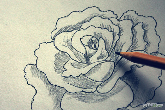 670x447 How To Shade A Flower Rose When Drawing With A Graphite Pencil
