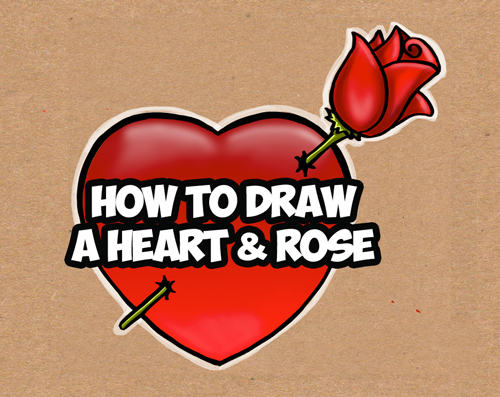 500x397 How To Draw A Heart With A Rose Piercing It Like An Arrow