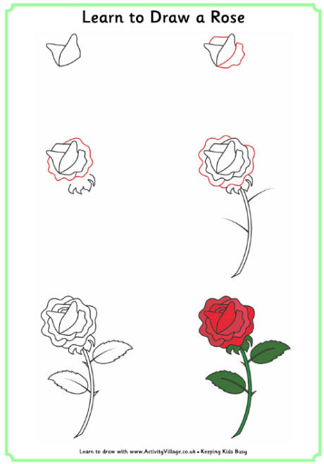 460x659 Learn To Draw A Rose Kids. Draw, Drawing Pin