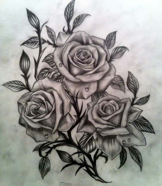 544x626 55 Best Rose Tattoos Designs