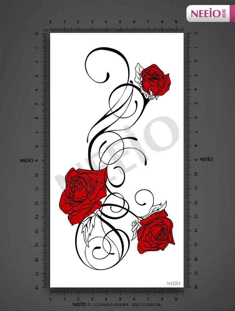 750x992 Women Temporary Tattoo Stickers Waterproof Design Large Red Rose