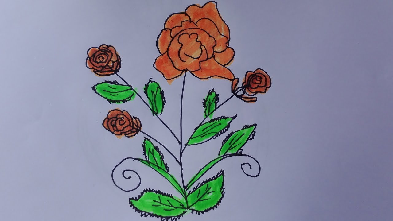 1280x720 How To Draw A Rose Tree Draw A Rose Bush Easy Draw A Rose Bush