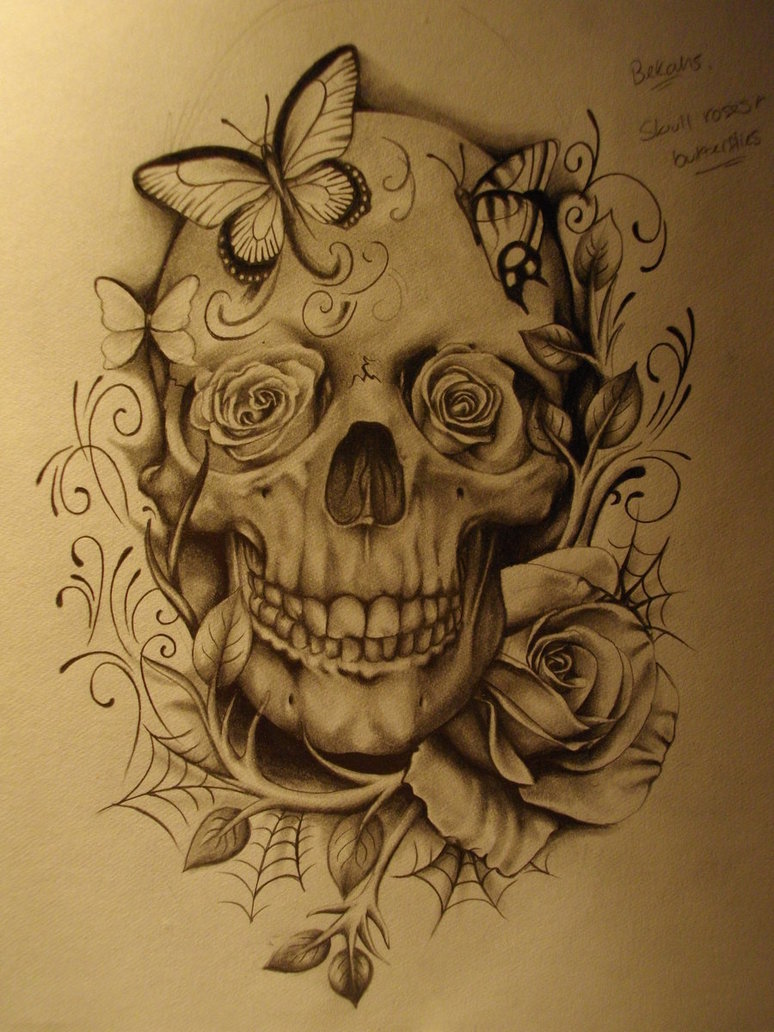 774x1032 Rose Skull Tattoo Drawing Sleeves Design Idea For Men And Women