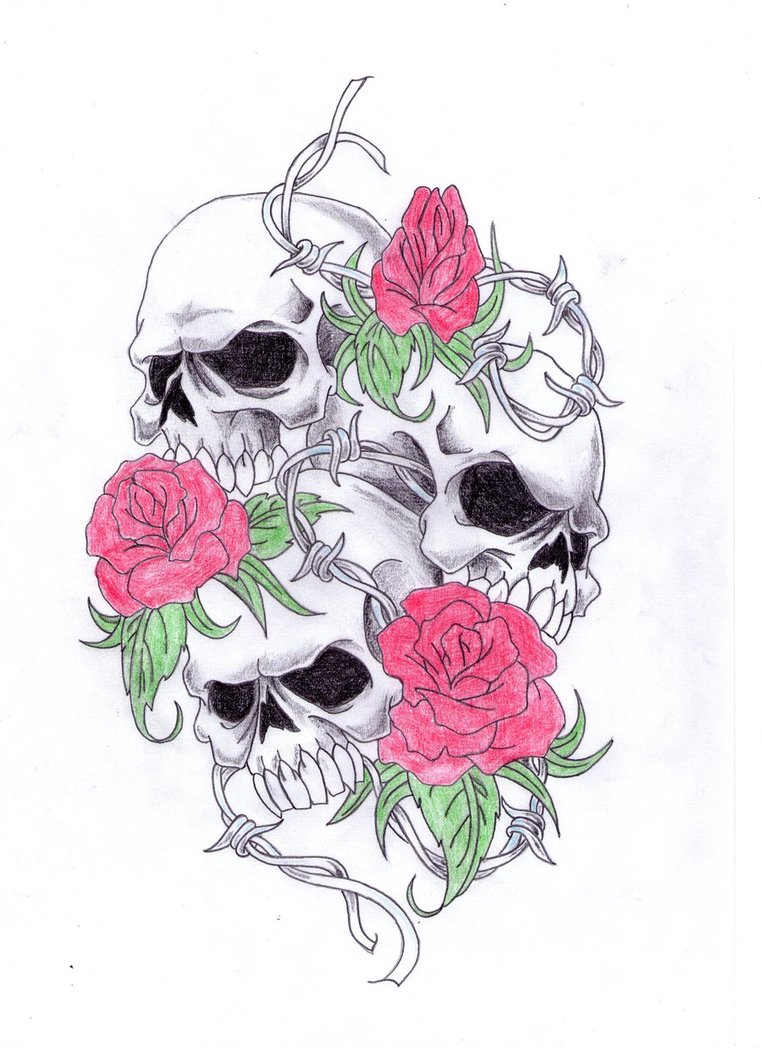 Roses And Skulls Drawing at GetDrawings | Free download