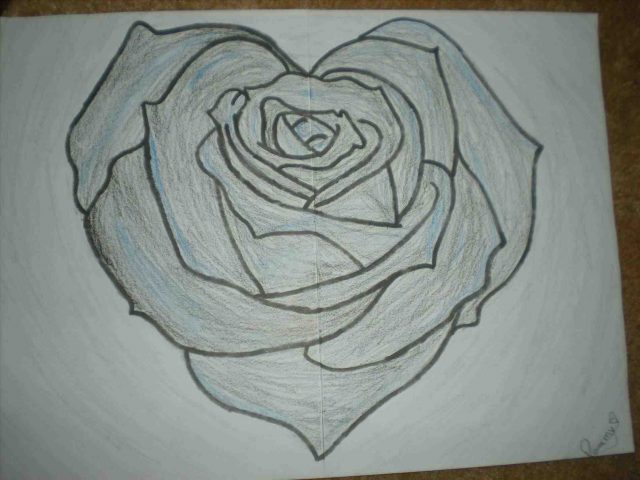 640x480 Cool Drawings Of Hearts With Roses And Wings