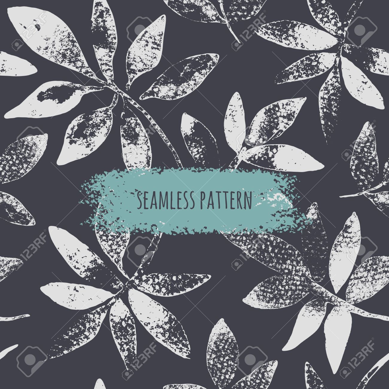 1300x1300 Seamless Pattern. Hand Drawing Leaves. Background With Painted