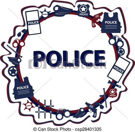 450x439 Vector Design Police Symbols In Round Form With Dark Colors